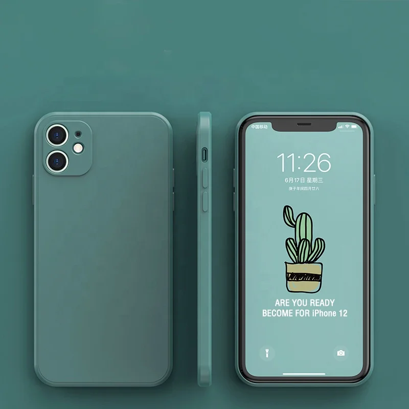 

New Luxury Original Square Liquid Silicone Soft Case For iPhone 12 11 Pro X XR XS Max 7 8 Plus SE 2 2020 Phone Case