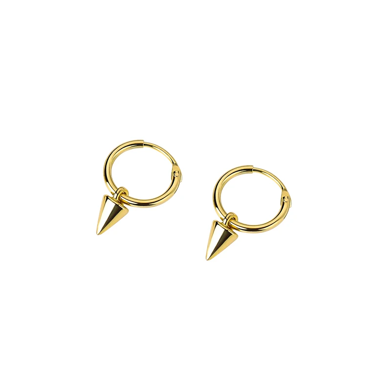 

New product ideas 925 sterling silver gold plated triangle drop Hoop earrings women
