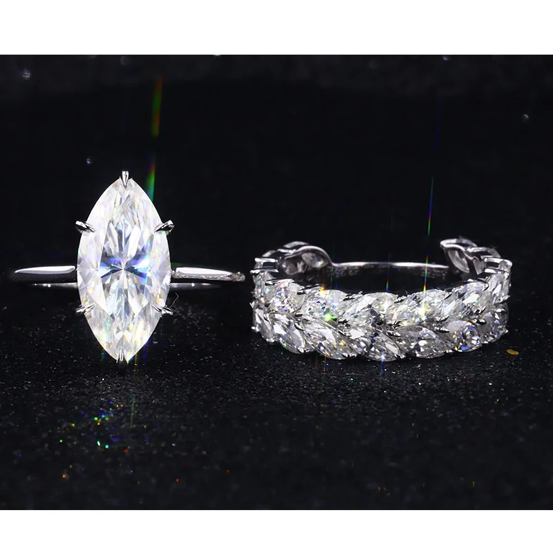 

Fancy Shape Couple Ring Set 14k White Gold Wedding Gift Gold Engagement Ring