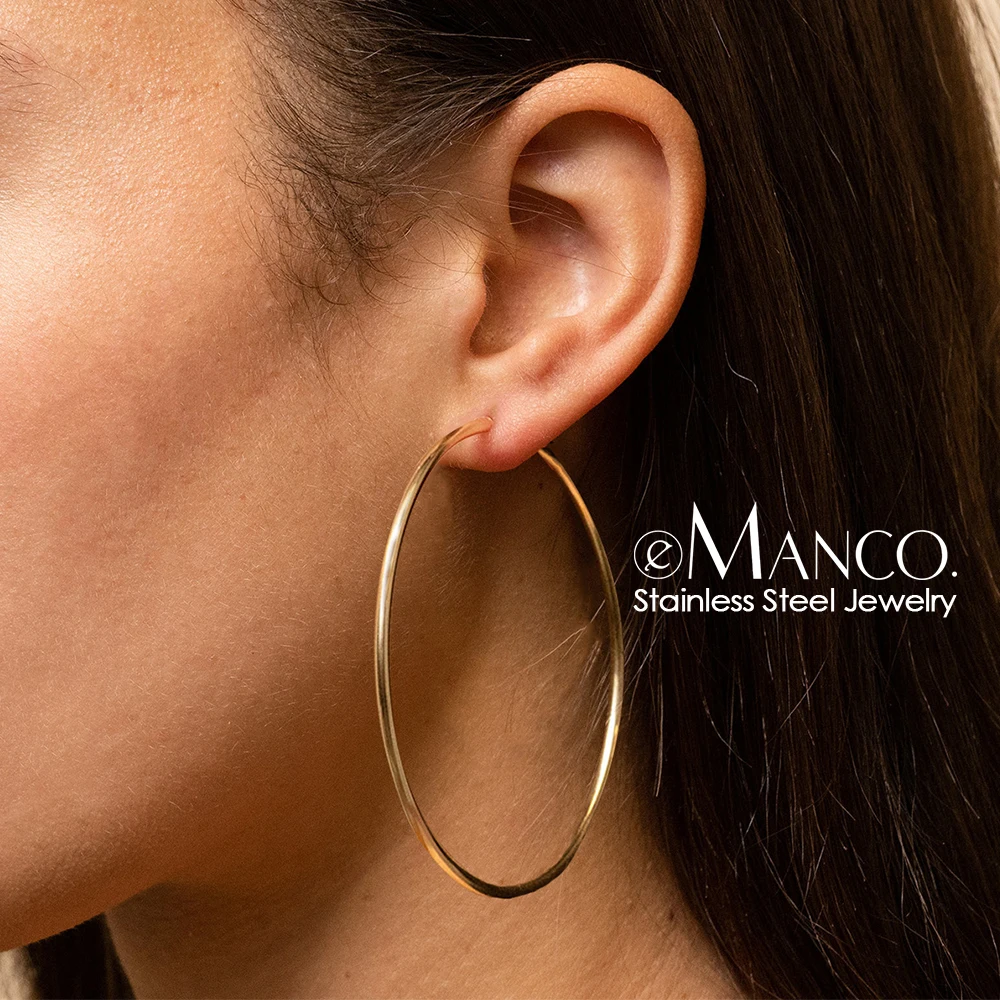 EManco Quick Sale Oversize Round Hoop Earrings PVD Plating Stainless Steel Jewelry Manufacturer