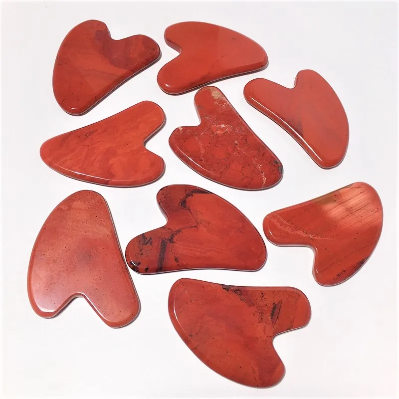 

Anti-Aging Face Slimming Stone Body Scraping Massage Tool Natural Red Jasper Gua Sha Red guastone