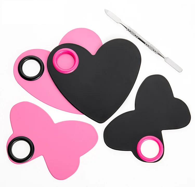 

Wholesale butterfly shape stainless steel cosmetic mixing makeup palette, Stainless color,pink,black