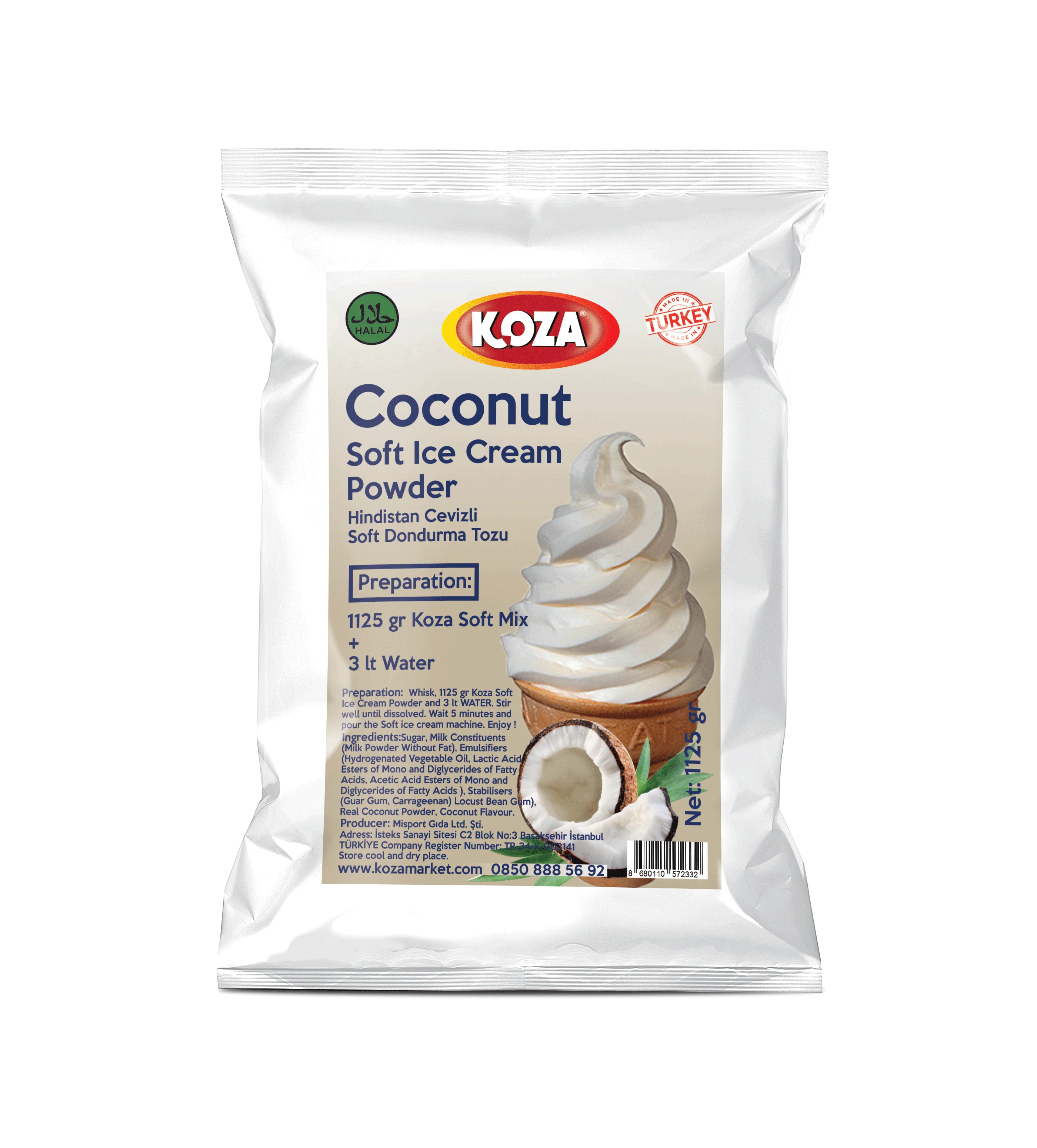 
Coconut Flavoured Soft Serve Ice Cream Mix Powder 