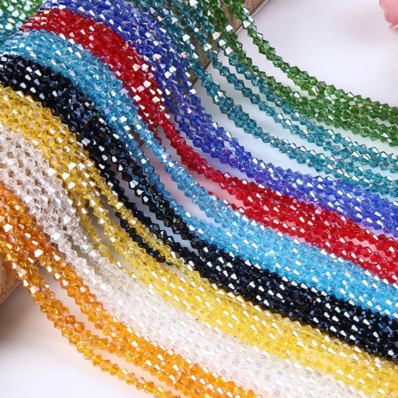 

Colorful Faceted Bicone 2/3/4/6mm Beaded Glass Crystal Beads For Jewelry Making