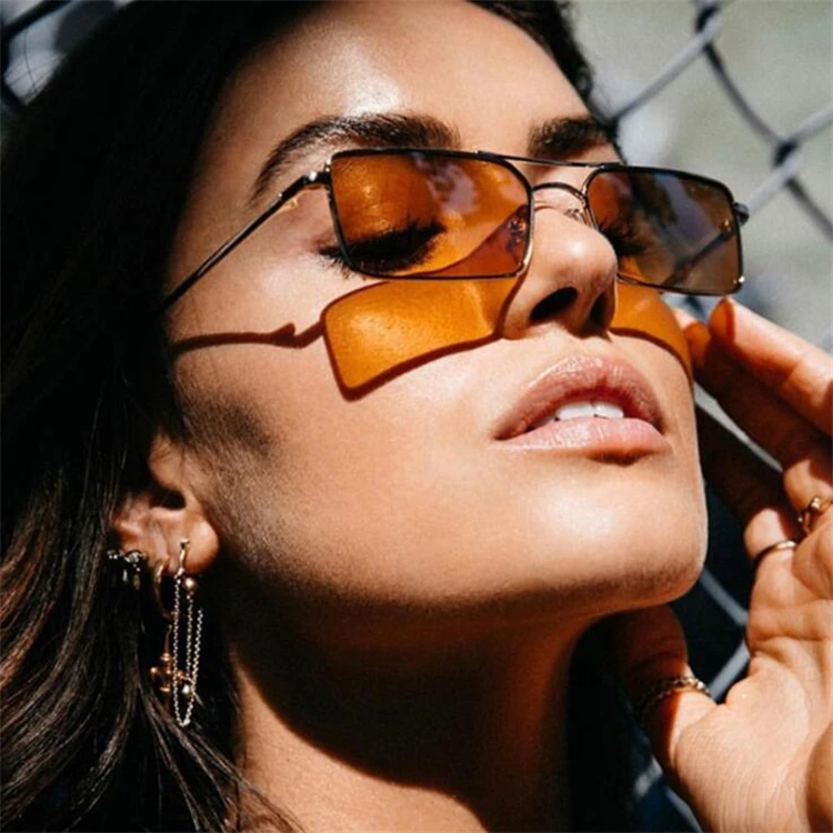 

Trendy Retro Small Square Magnetic Sun Glass Men Reading Fashion Metal Frame Vintage Double Bridge Sunglasses Shades Women, As show /custom colors