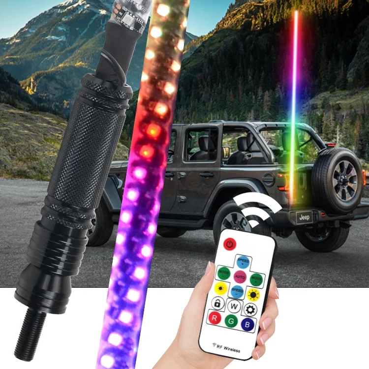 Remote Control Antenna Whips Lamp Accessories 1.5m LED Whip Lights with RGB 360 Degree Spiral for ATV UTV truck