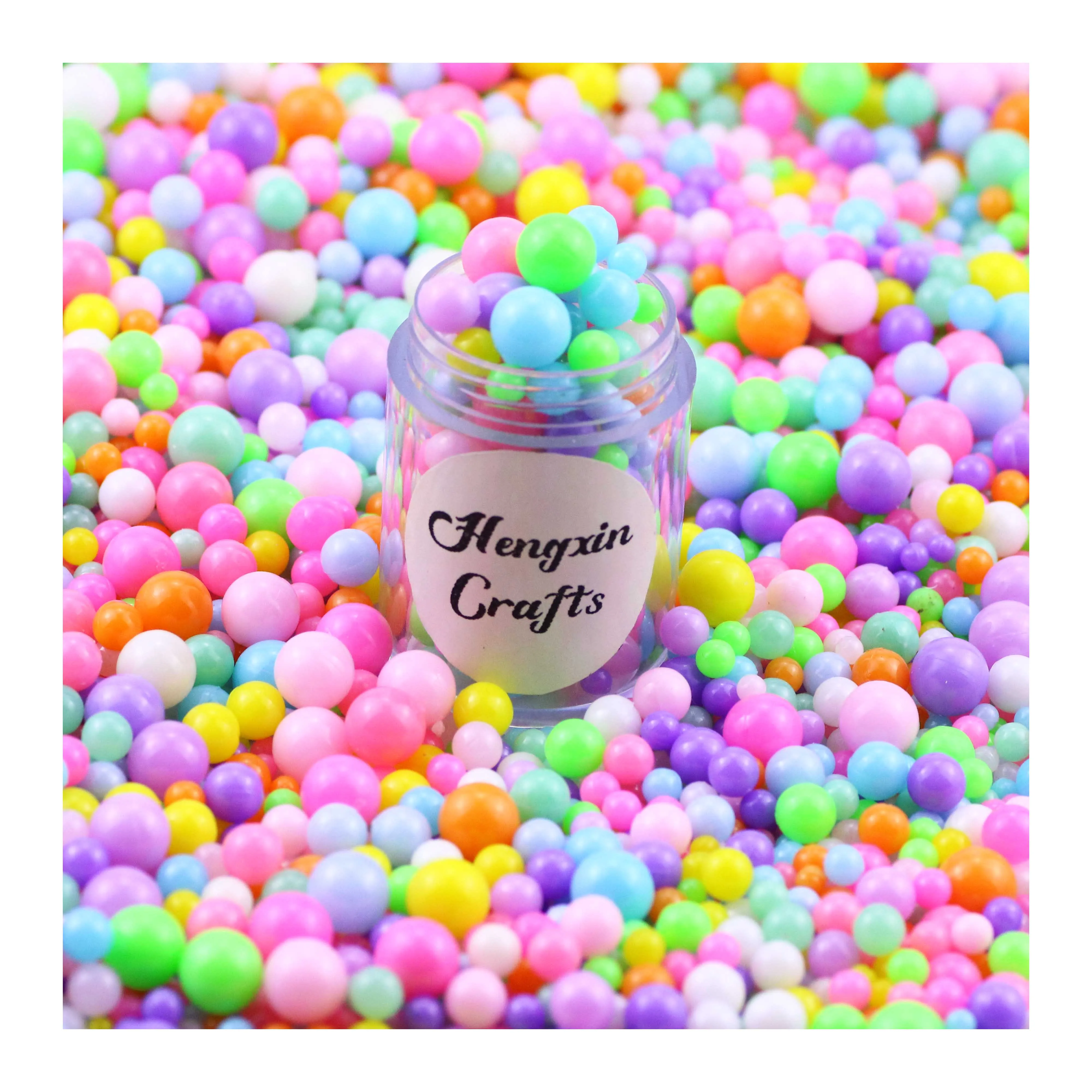 3-8 MM Colorful Plastic Clay Beads No Hole for Slime Nail Art Crafts Decoration