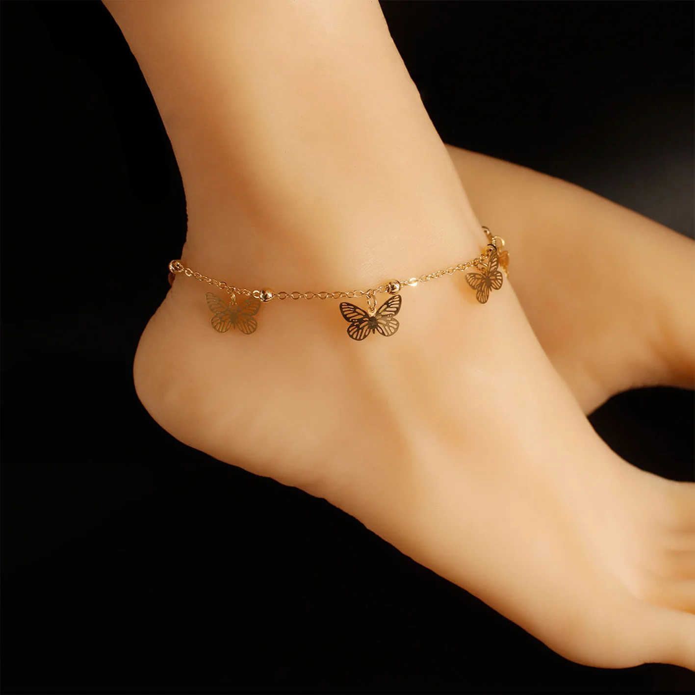 

Trendy Women Butterfly Anklet Bohemian Stainless Steel Anklets Chain Length 21.5CM