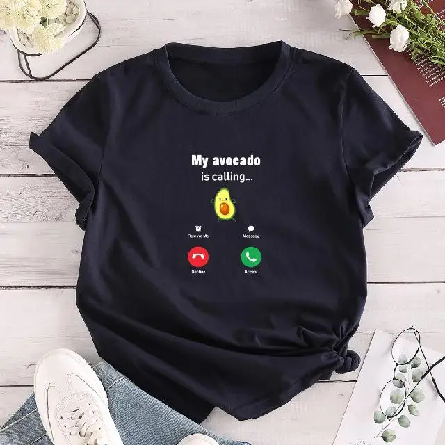 

Comfortable Cotton Solid Color Printed Summer Short-sleeved T-shirt, Picture color
