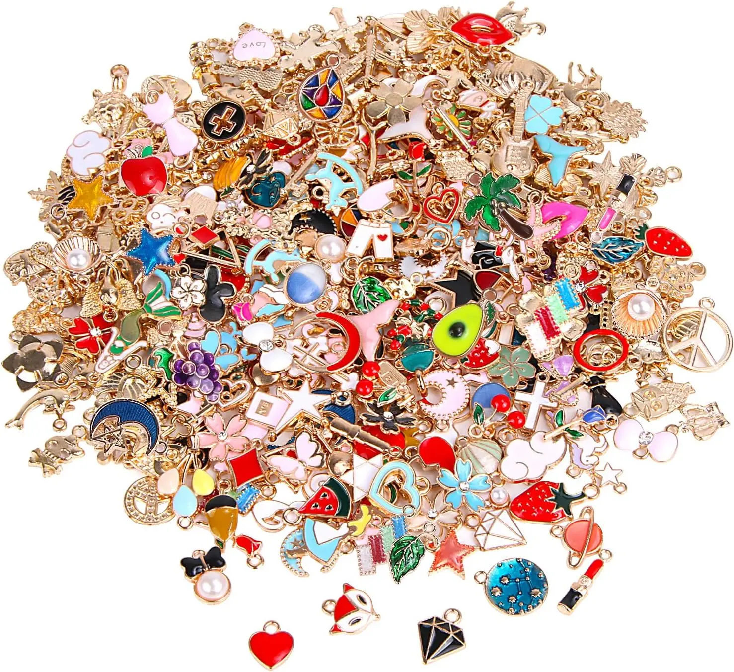 

Wholesale Bulk Lots Jewelry Making Charms Assorted Gold Plated Enamel Pendants for DIY Necklace Bracelet Earring Craft Supplies