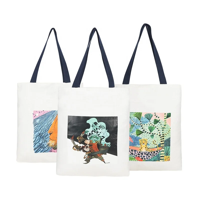 

Custom Eco-Friendly Advertising 100% Canvas Cotton Tote Shopping Bag With Logo Printed Reusable Handbags For Women, Multi