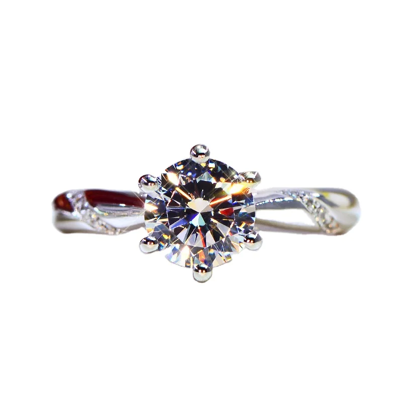 

2021 New Fashion Cubic Zirconia Engagement Ring Diamond Wedding Ring Bands for Women, Silver