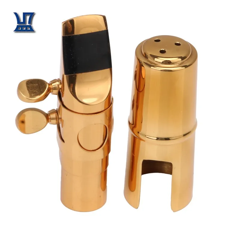 

Free Shipping For B-flat Soprano Saxophone Gold Color Nickel-plated 6# Sax Mouthpiece with Ligature Reed