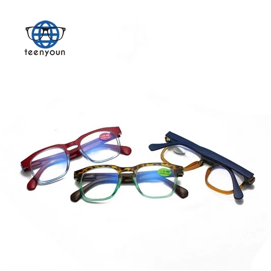 

Teenyoun Customized Hd Optical Lens Cheap Price Two Colors Frame Spectacles Big Square Anti Blue Ray Reading Glasses Eyeglass