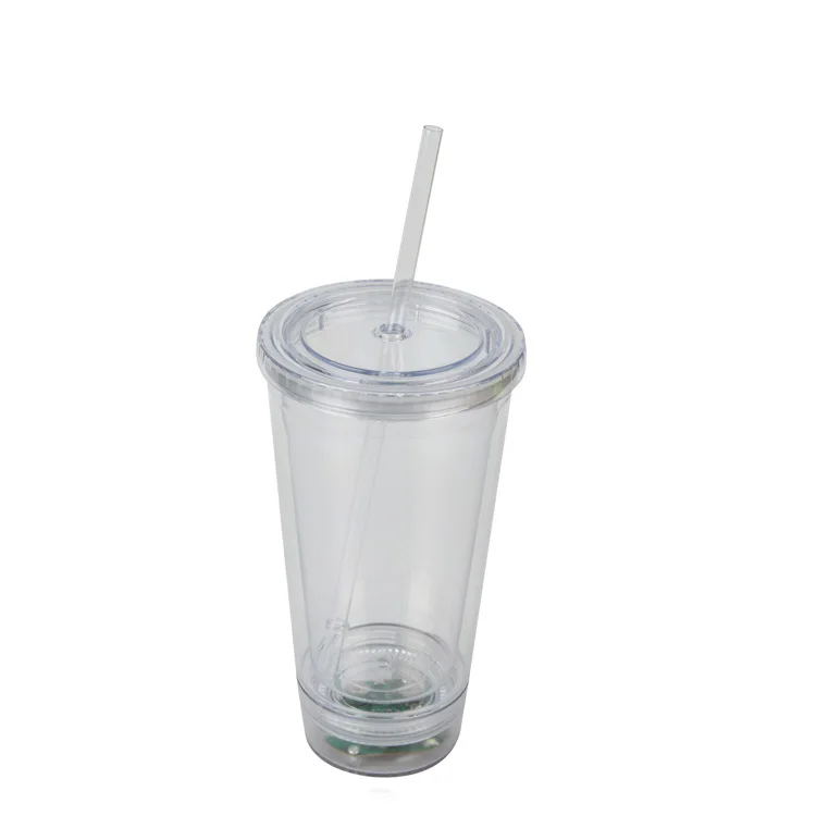 

P352 Wholesale Reusable Eco Party Supplies Plastic Luminescence Double Wall Water Cup with Straw and Lid LED light cups, Color