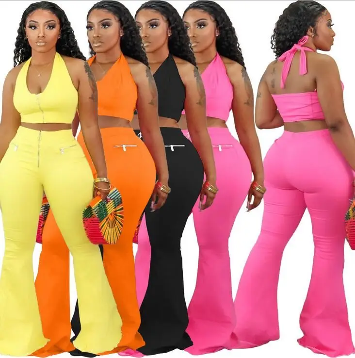 

2021 New Custom Print Free logo printing Women 2 Piece Suit Tops Bra And Stacked Legging Fitness Jogging Stretch Jumpsuit, Pink yellow orange black
