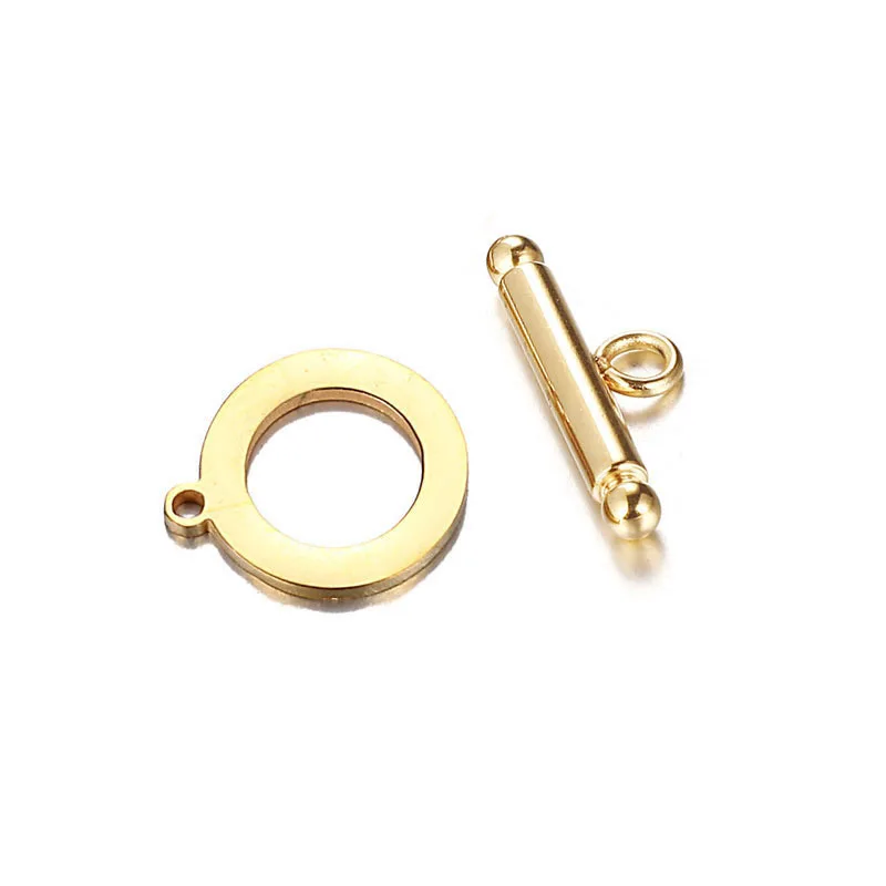 

DIY high quality stainless steel with18k gold plating toggle clasp for jewelry ,wholesale metal cord ends clasp ,necklace clasp, 18k gold,silver and blue color