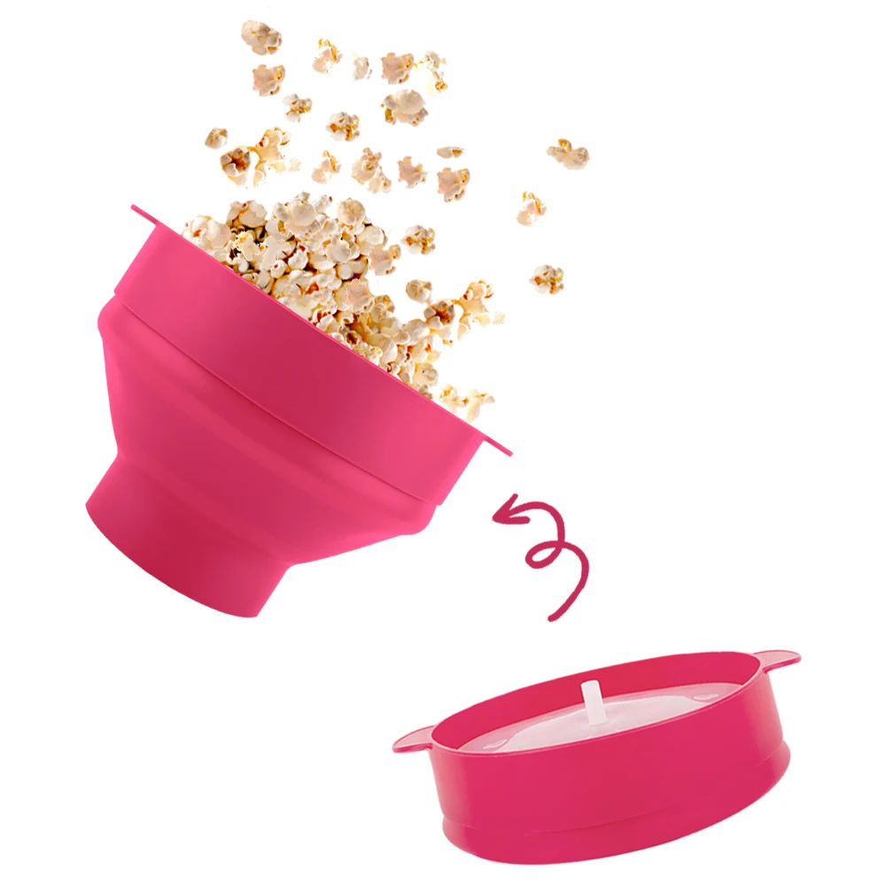 

Hot selling Custom Printed plastic Silicone Buckets fold flat Microwave Popcorn Popper Popper de palomitas de maiz