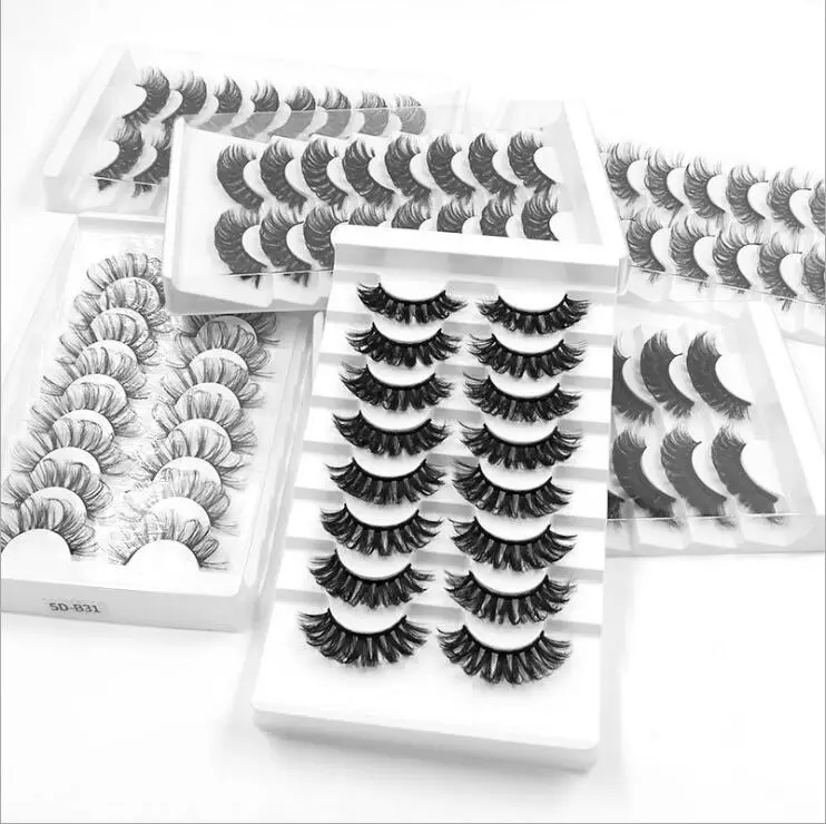 

wholesale custom packing silk lashes 8 pairs lashbook fluffy 18MM wholesale eyelashes 3d faux mink, Black color