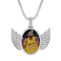 

Hot Sell Custom Made Photo With wings Medallions Necklace & Pendant Bling Cubic Zirconia with Tennis Chain Men's Hip hop Jewelry