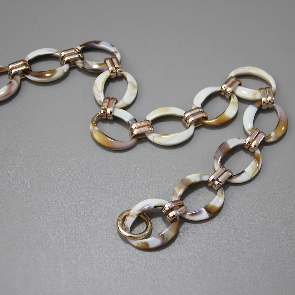 

Female Fashion Resin Thick Bag Chain Strap Retro Mixed Gold Custom Resin Thick Chain For Handbags