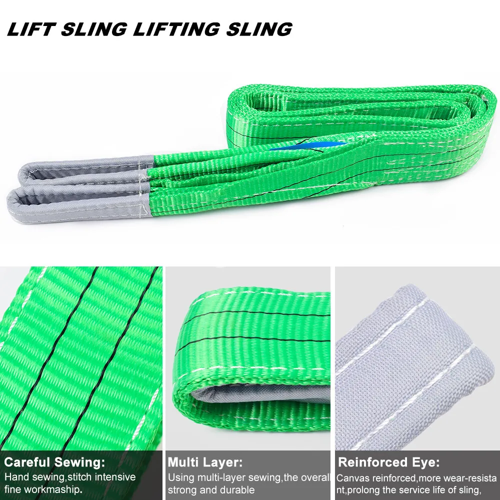 Green width 60mm 2T Webbing Lifting Sling Strap Lifting Hoist 