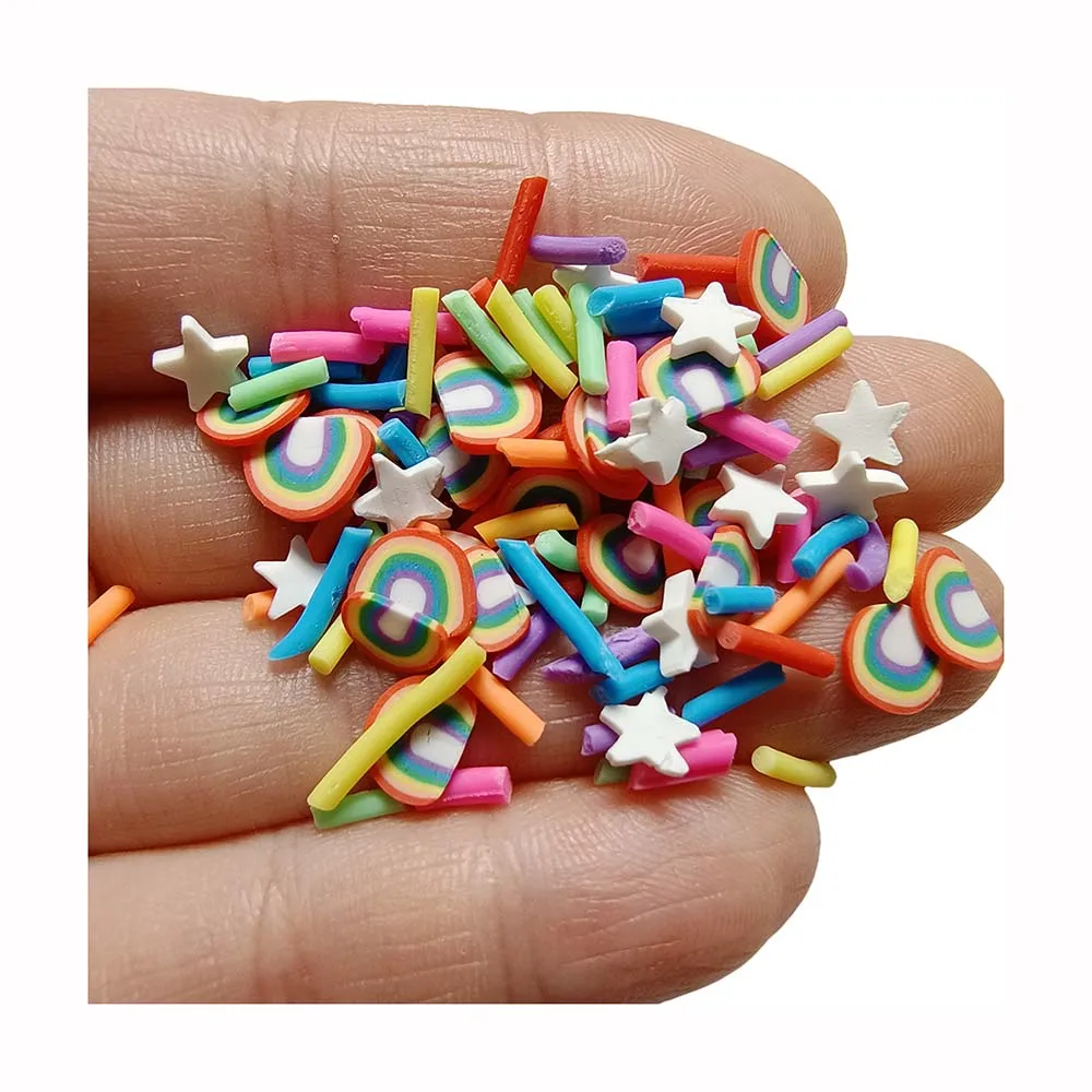 

Polymer Clay Colorful Sprinkles Rainbow Star Slice For DIY Slime Crafts Making