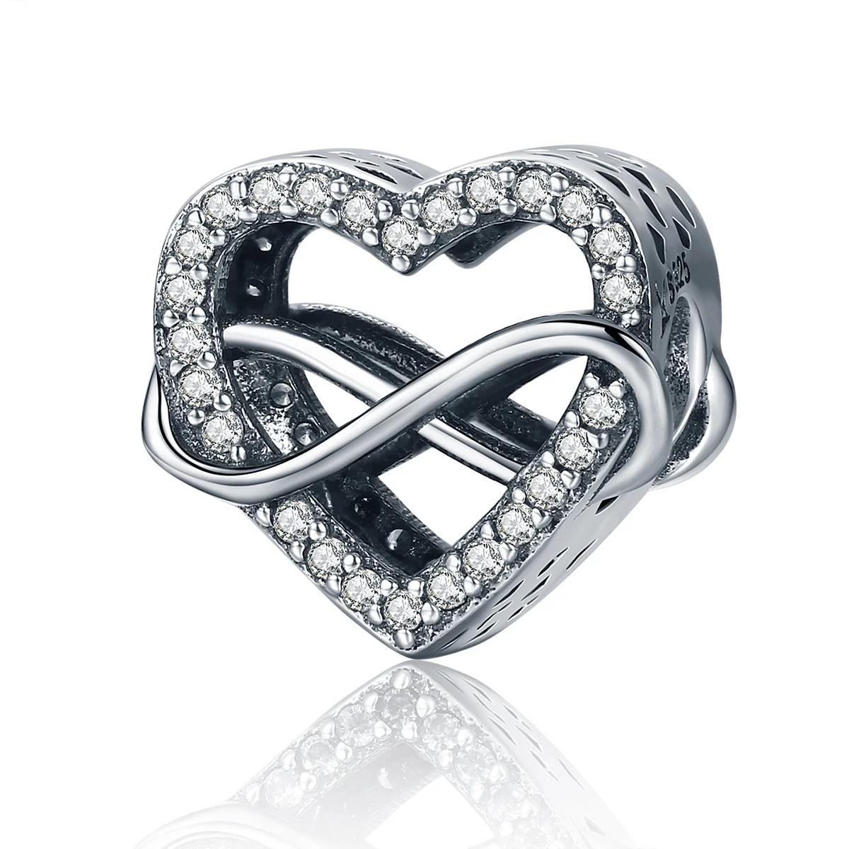 

SCC432 Endless love heart shape cubic zirconia silver 925 charms