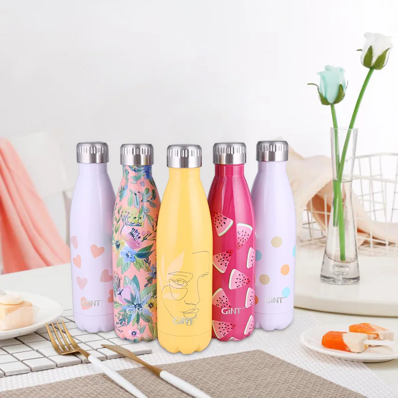 

Gint 500ml Food Grade BPA Free Eco-friendly Double Wall 304 Stainless Steel Vaccum Insulated Water Bottles for Yoga