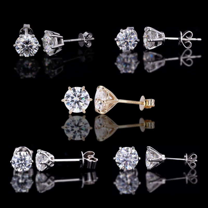 

Starsgem Classic Six Prongs Set DEF VVS Moissanite 14K 18K Gold Stud Moissanite Earrings