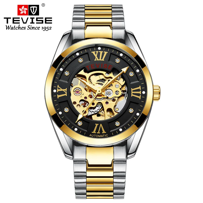 

Luxury Branded Gold Automatic Male Wristwatches China OEM Watches Men Wrist Stainless Steel Strap Watch, Optional