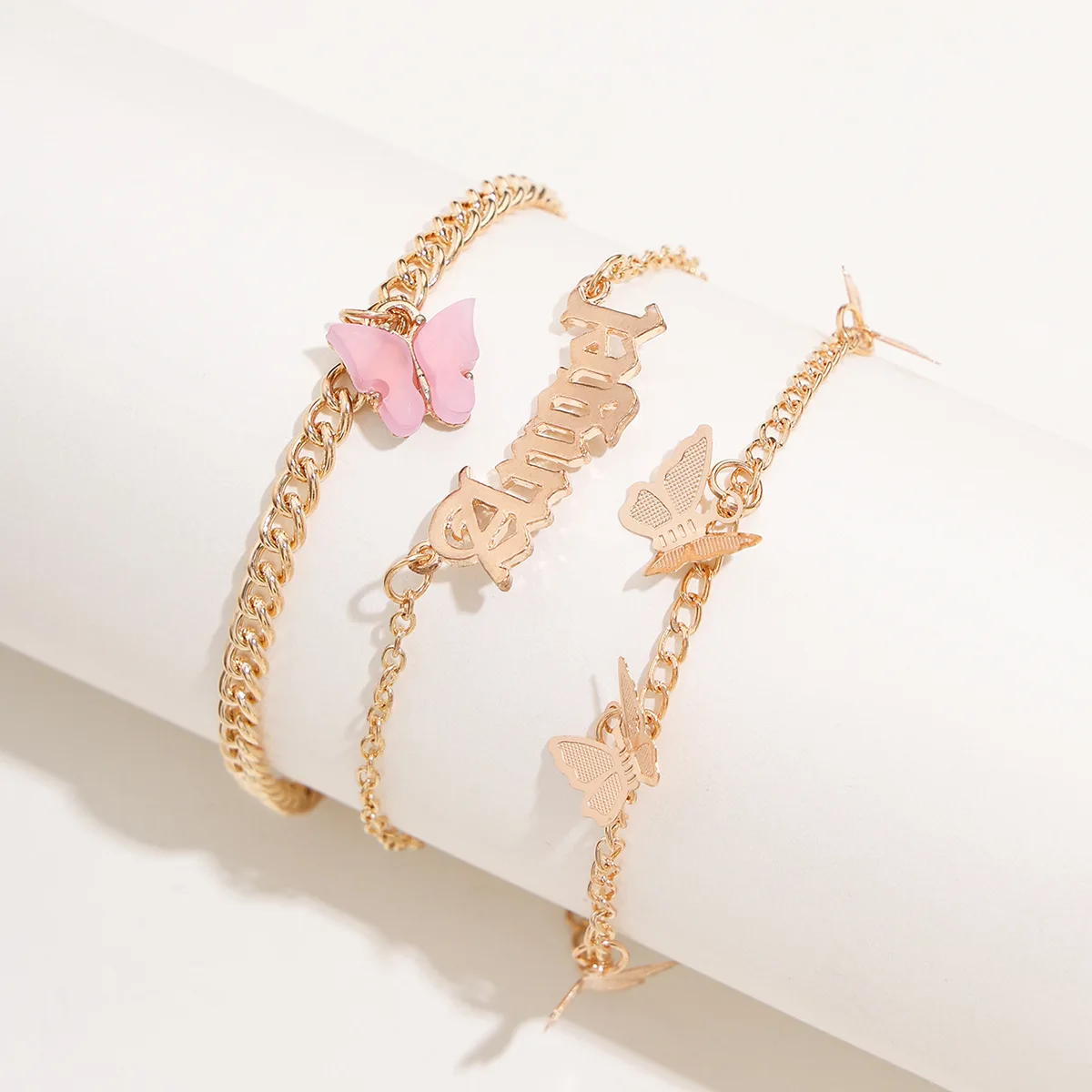 

FAHMI fahmi 2021 Europe Fashion Women Jewelry Angel Acrylic Butterfly Foot Chain Set Pendant Tassel Alloy Anklets for Girls
