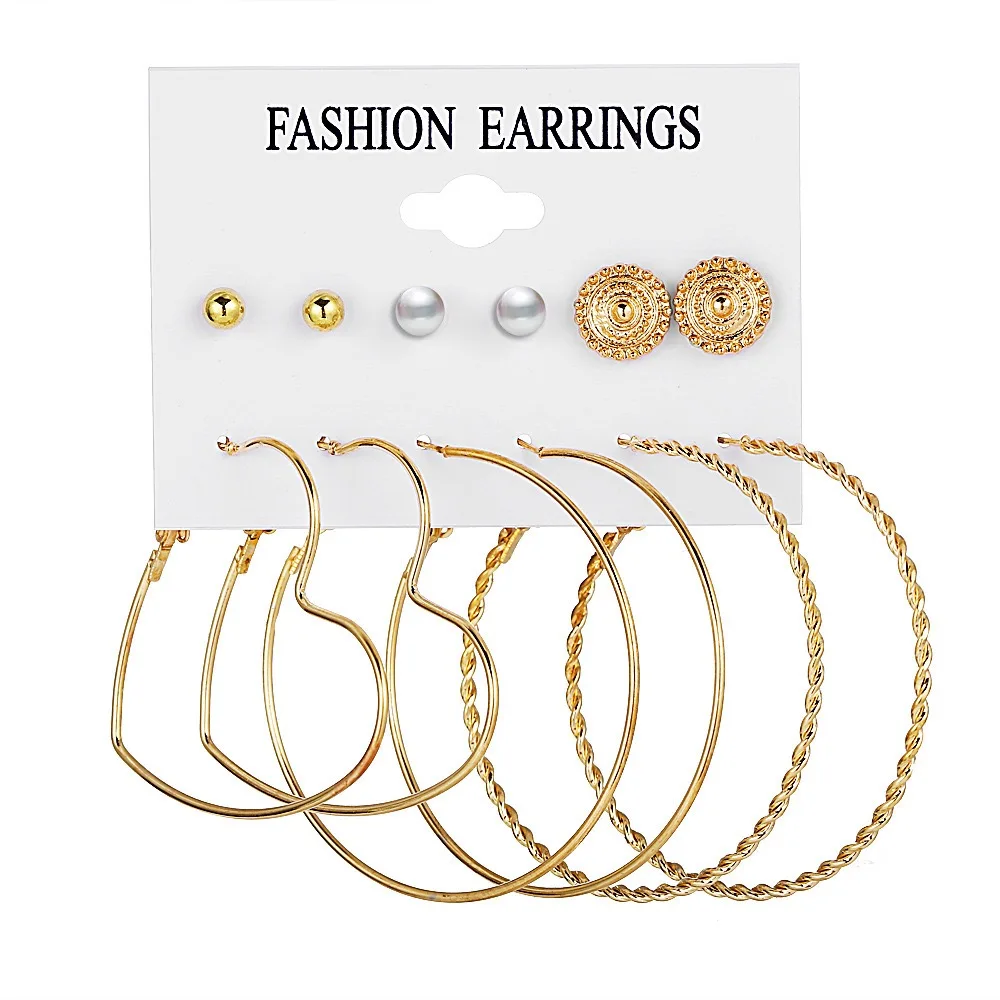 

2021 Female Fashion Jewelry Alloy Big Circle Hoop Earrings Set