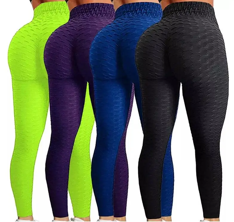 

Womens Sport Bubble Pants Anti Cellulite Exercise Outer Wear Tiktok High Waist Woman Yoga Pants Leggings, Picture shows