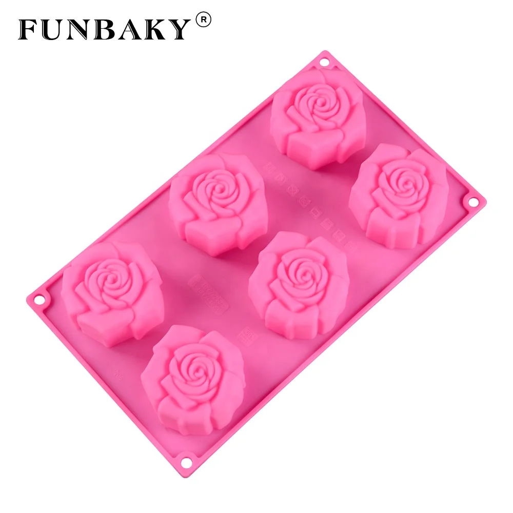 

FUNBAKY JSC206 Custom decorating kits DIY carved flower rose shape cupcake paper cake mold silicone scented candle mold, Customized color
