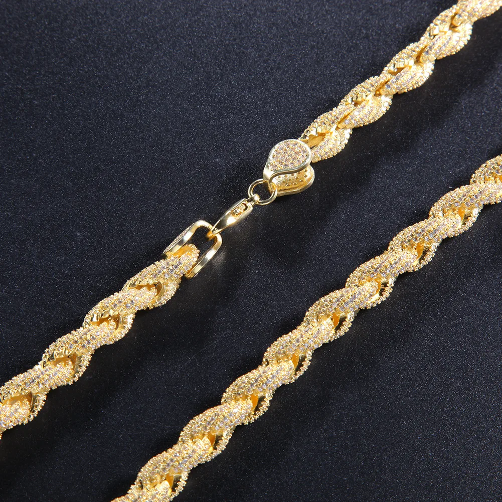 Hiphop 18k Gold Plated Full Iced Out Rope Chain Buy Rope Chain,Iced