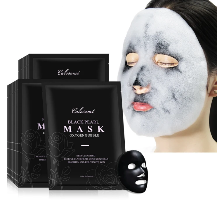 

Wholesale private label organic face skin care sheet facial mask mascarillasl facials coreana black pearl oxygen bubble mask