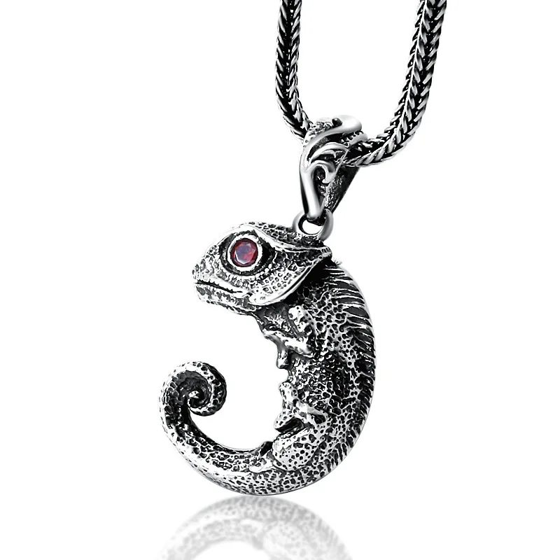 

Vintage S925 chameleon men's simple fashion sweater chain pendant, Silver color