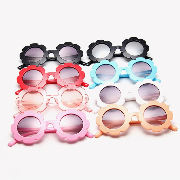 

New Fashion Round Sun Flower Sun Glasses Cute Kids Sunglasses Flower Shape Boys Girls Party Sunglasses