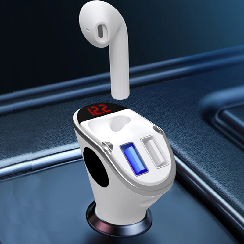 

Amazon Car Charger For Wireless Bluetooth Earphone Creative Bluetooth Headset Car Charger USB Fast Charging Phone Charger Holder, Black and white