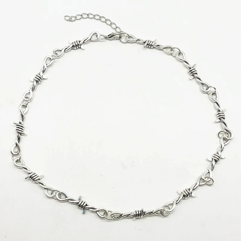 

Gothic Small Wire Bramble Necklace Barbed Wire Little Thorns Chain Choker Necklace Throns Barbed Wire Necklace Punk Jewel