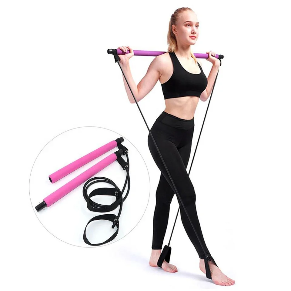 

TY Yoga Pilates Bar Stick with Resistance Band Home Gym Muscle Toning Bar Fitness Stretching Sports Body Exercise, Picture