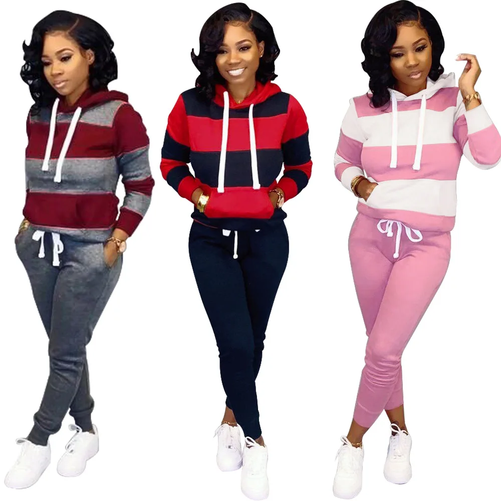 

Cotton Woman Two Piece High Quality Wholesale Hoodies And Unisex Logo Jogger Set
