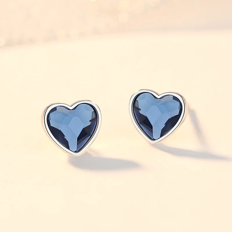 

VANA Gem Stone Heart of the Ocean King 925 Sterling Silver Heart Shape Halo Cubic Zirconia Earring For Women