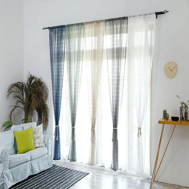 Home Grommet Top Left And Right Bi Parting Open Sheer Fabric Curtain