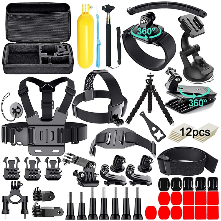 

JUNNX 62 in 1 camera accessories kit carry cases Head Strap Set Action Sports Camera Accessories Kit for Gopro 10 9 8 SJCAM