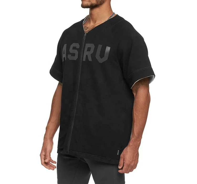 

Lazada 2021 spring man tshirt wholesale t shirt man casual Double-sided clothes zipper solid color loose fashion man t shirt