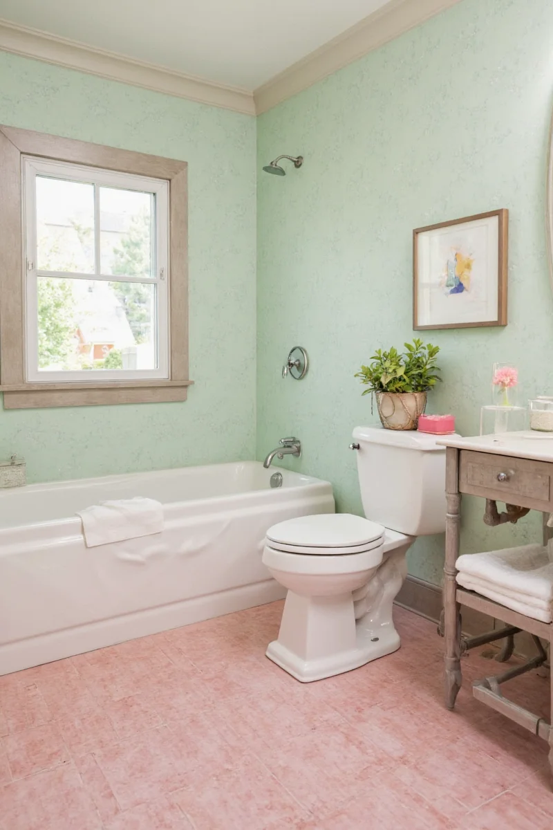 Pink and Green Bathroom Mood Board