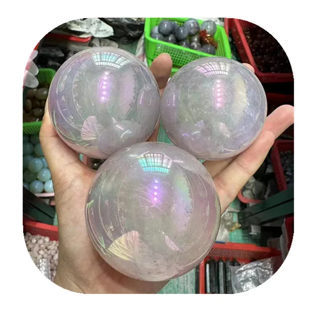 

wholesale Polished High Quality Sphere healing crystal energy crystal sphere aura rose quartz ball for home decoration