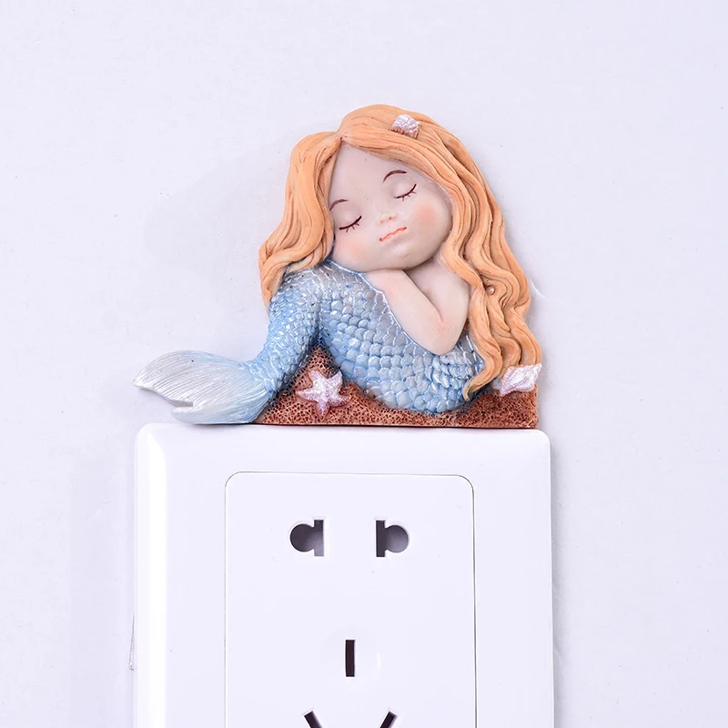 

Fashion Mermaid Switch Wall Stickers Creative Cute Socket Protective Stickers Modern Simple 3D Bedroom Posters Home Decoration